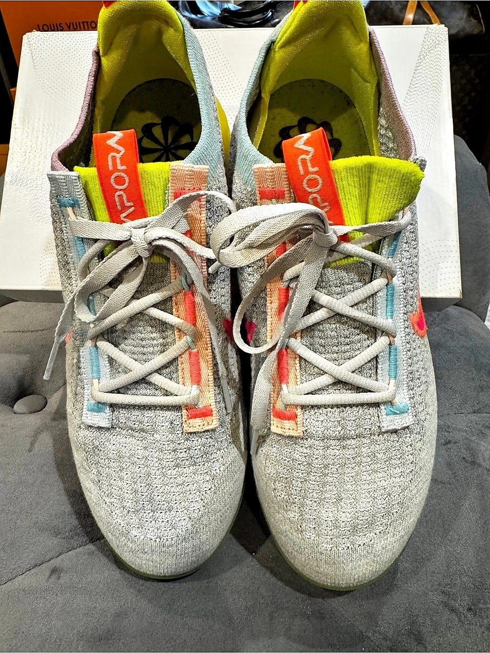 Nike Air VaporMax 2020 Flyknit Athletic Shoes Gray & Yellow US 9